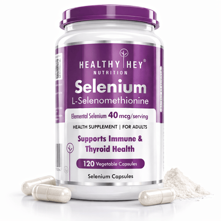HealthyHey Nutrition Capsule 120 Selenium, Supports Immune Health 40mcg, Non-GMO & Superior Absorption