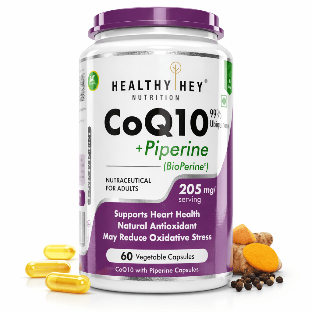 HealthyHey Nutrition Capsule 205mg High Absorption CoQ10 with BioPerine,Support Heart Health - 60 veg Capsules