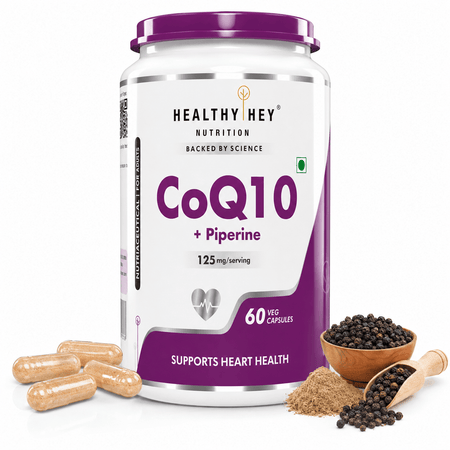 HealthyHey Nutrition Capsule 205mg High Absorption CoQ10 with BioPerine,Support Heart Health - 60 veg Capsules