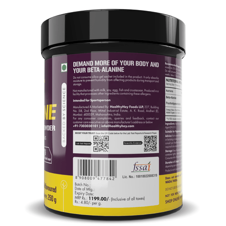 HealthyHey Nutrition Capsule 250 gram Beta-Alanine Powder,Energy Management for Endurance - Pro-series