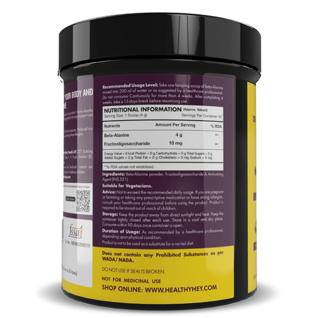 HealthyHey Nutrition Capsule 250 gram Beta-Alanine Powder,Energy Management for Endurance - Pro-series