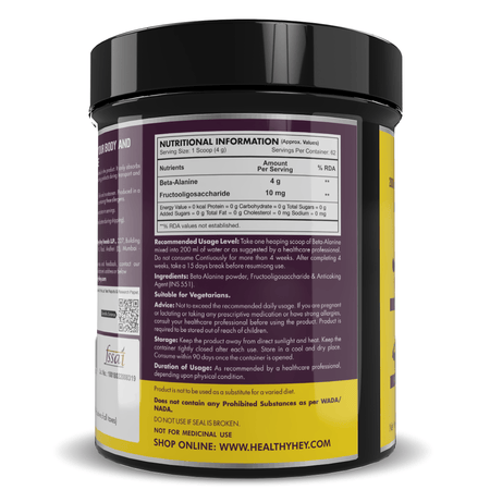 HealthyHey Nutrition Capsule 250 gram Beta-Alanine Powder,Energy Management for Endurance - Pro-series