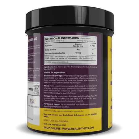HealthyHey Nutrition Capsule 250 gram Beta-Alanine Powder,Energy Management for Endurance - Pro-series