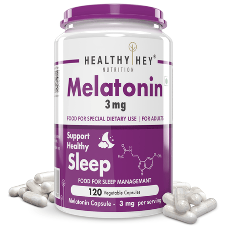 HealthyHey Nutrition Capsule 3 Melatonin, support healthy 120 veg capsules -Promotes Sleep and Relaxation