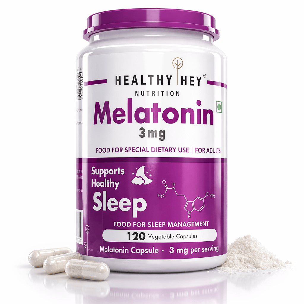 HealthyHey Nutrition Capsule 3 Melatonin, support healthy 120 veg capsules -Promotes Sleep and Relaxation