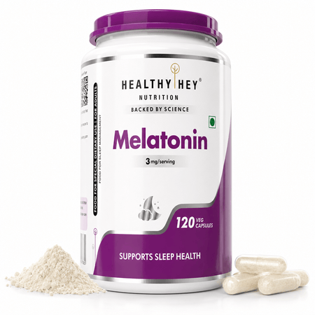 HealthyHey Nutrition Capsule 3 Melatonin, support healthy 120 veg capsules -Promotes Sleep and Relaxation