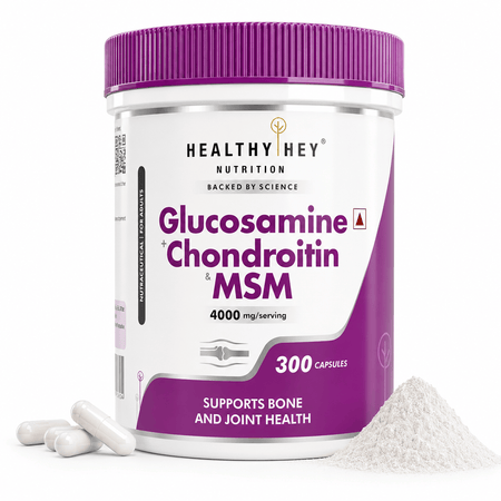 HealthyHey Nutrition Capsule 300 Double Strength Glucosamine Chondroitin and MSM, Support Bone & joint Health for Cartilage; Joint and Bone