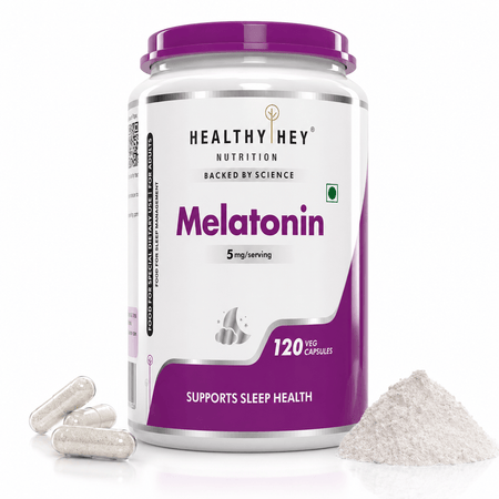 HealthyHey Nutrition Capsule 5 Melatonin, support healthy 120 veg capsules -Promotes Sleep and Relaxation