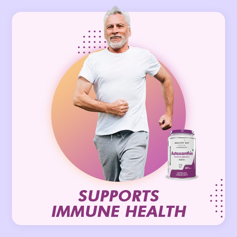 HealthyHey Nutrition Capsule 60 Astaxanthin, Support skin & Immune Health -Naturally Sourced from Algae - Non-Synthetic - Support Healthy Ageing 60 Veg Capsules