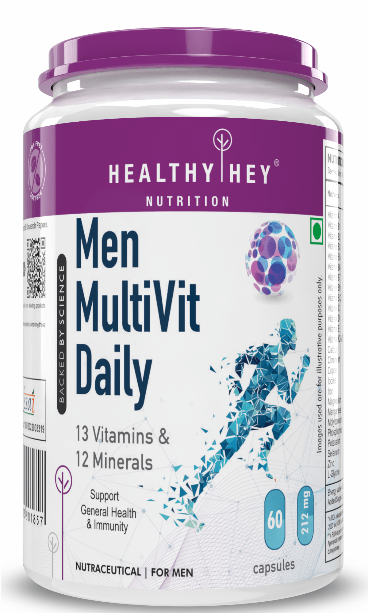 HealthyHey Nutrition Capsule 60 MultiVitamin for Men, Supports Genreal Health & Immunity -Multi-Vit Daily - Vitamins &  Minerals capsules