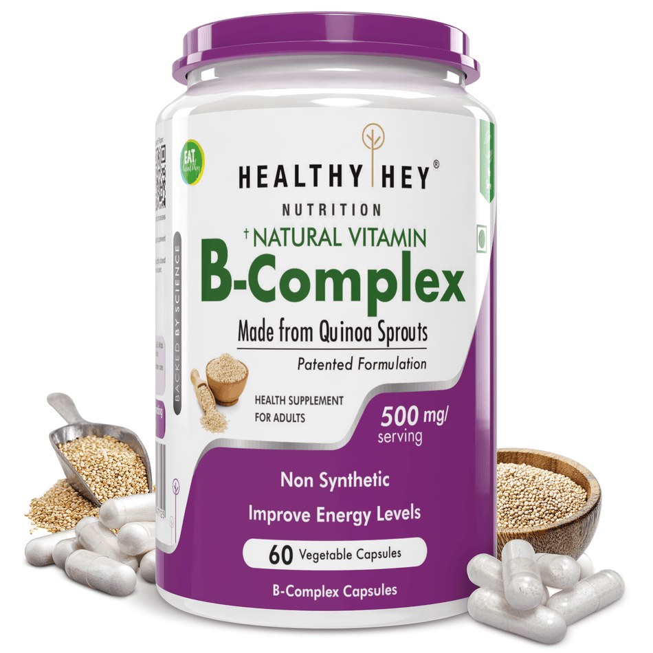 HealthyHey Nutrition Capsule 60 Vitamin B-Complex, Non Synthetic Improves Energy Levels capsules