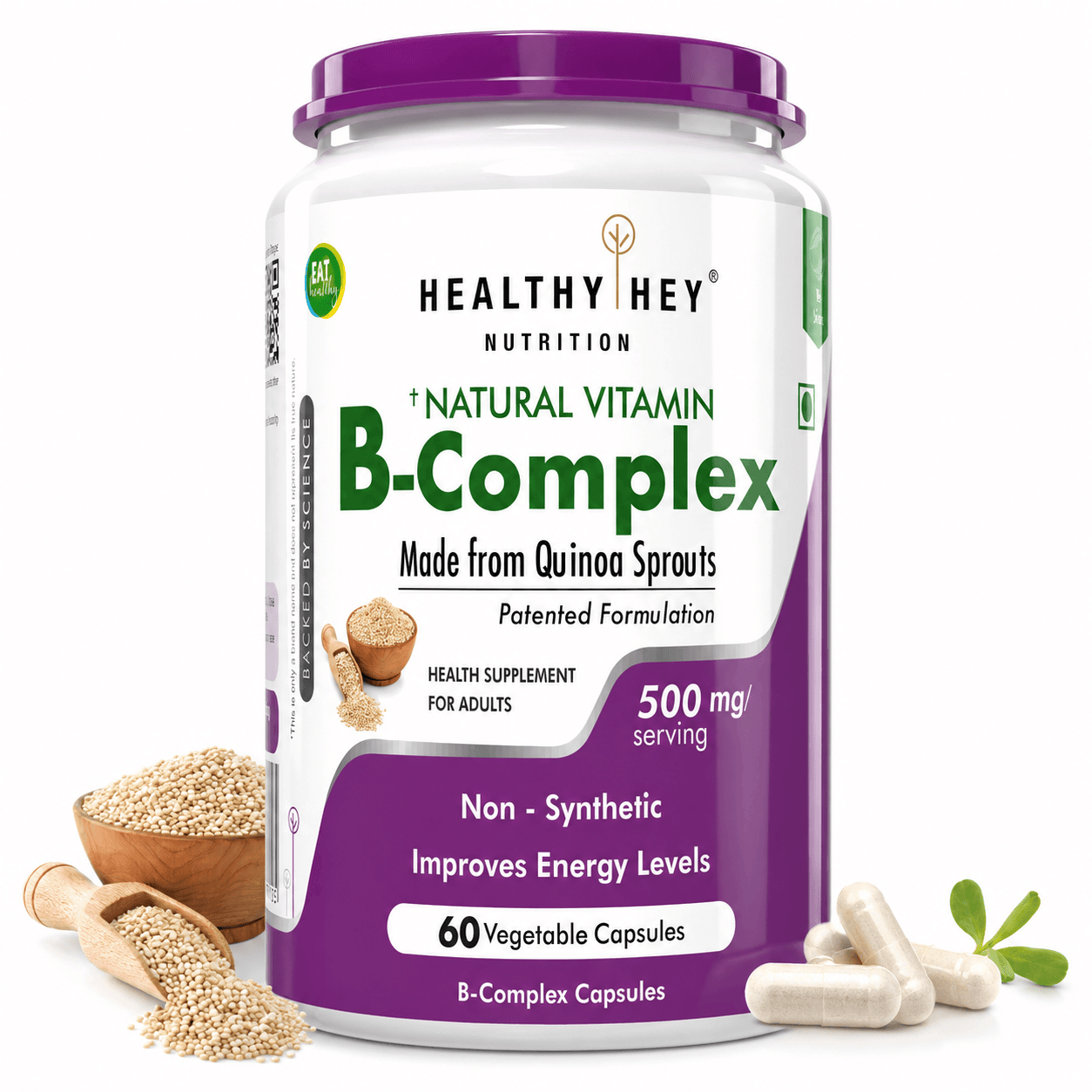 HealthyHey Nutrition Capsule 60 Vitamin B-Complex, Non Synthetic Improves Energy Levels capsules