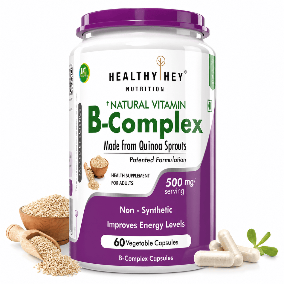 HealthyHey Nutrition Capsule 60 Vitamin B-Complex, Non Synthetic Improves Energy Levels capsules