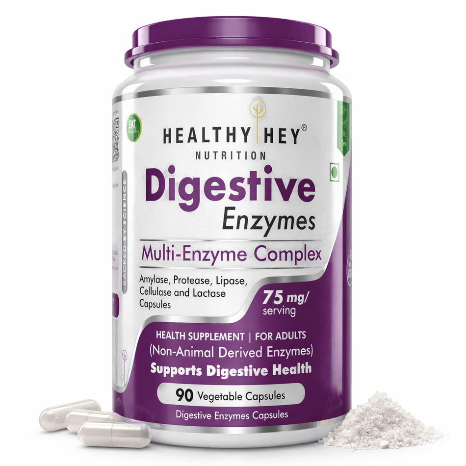 HealthyHey Nutrition Capsule 90 Digestive Enzyme, Support Digestive Health- Multi-Enzyme Complex - 75mg