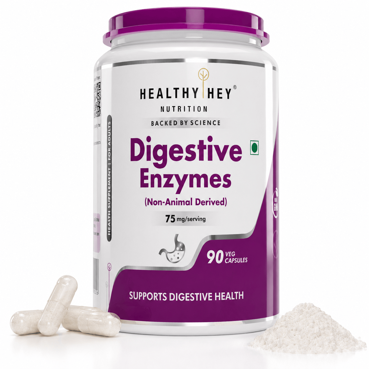 HealthyHey Nutrition Capsule 90 Digestive Enzyme, Support Digestive Health- Multi-Enzyme Complex - 75mg