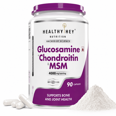 HealthyHey Nutrition Capsule 90 Double Strength Glucosamine Chondroitin and MSM, Support Bone & joint Health for Cartilage; Joint and Bone