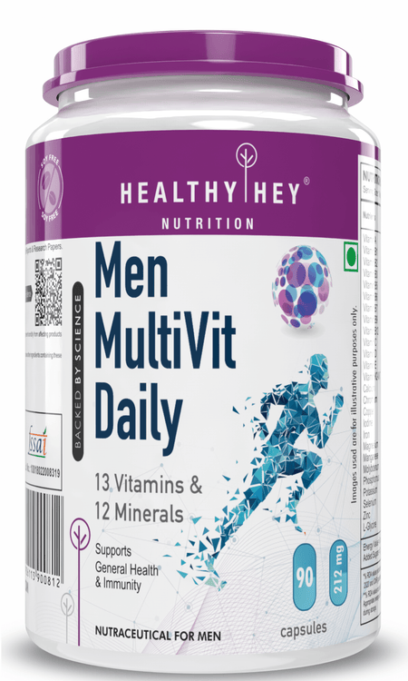 HealthyHey Nutrition Capsule 90 MultiVitamin for Men, Supports Genreal Health & Immunity -Multi-Vit Daily - Vitamins &  Minerals capsules