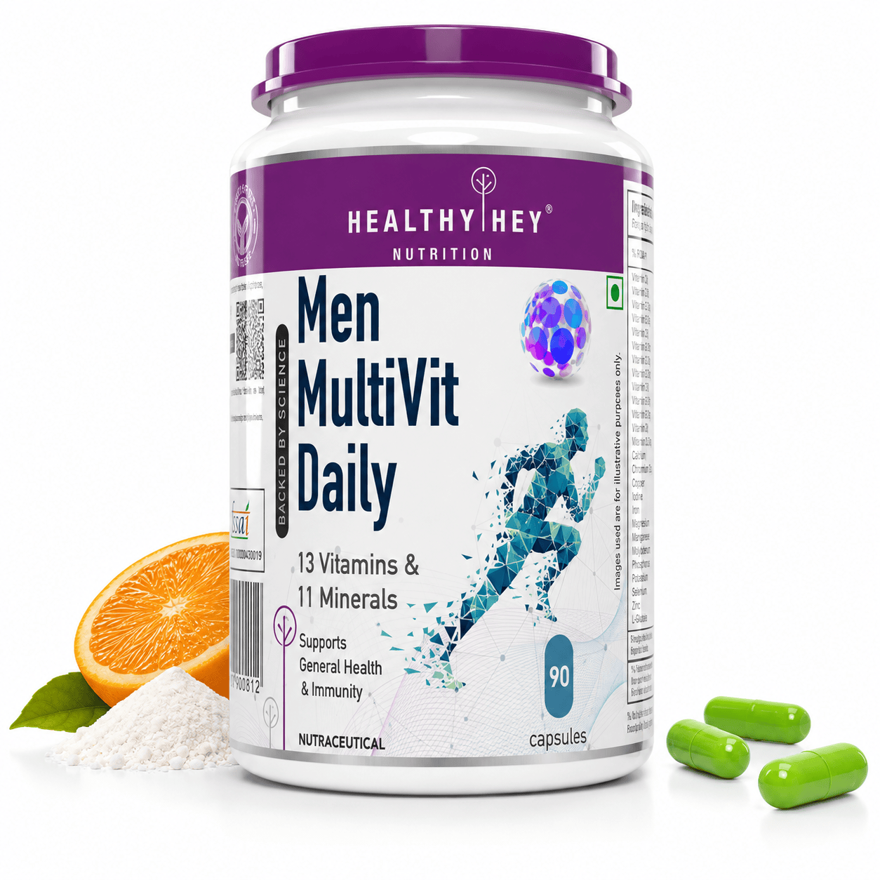 HealthyHey Nutrition Capsule 90 MultiVitamin for Men, Supports Genreal Health & Immunity -Multi-Vit Daily - Vitamins &  Minerals capsules