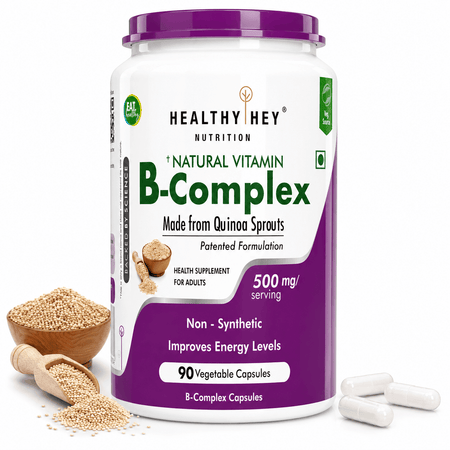 HealthyHey Nutrition Capsule 90 Vitamin B-Complex, Non Synthetic Improves Energy Levels capsules