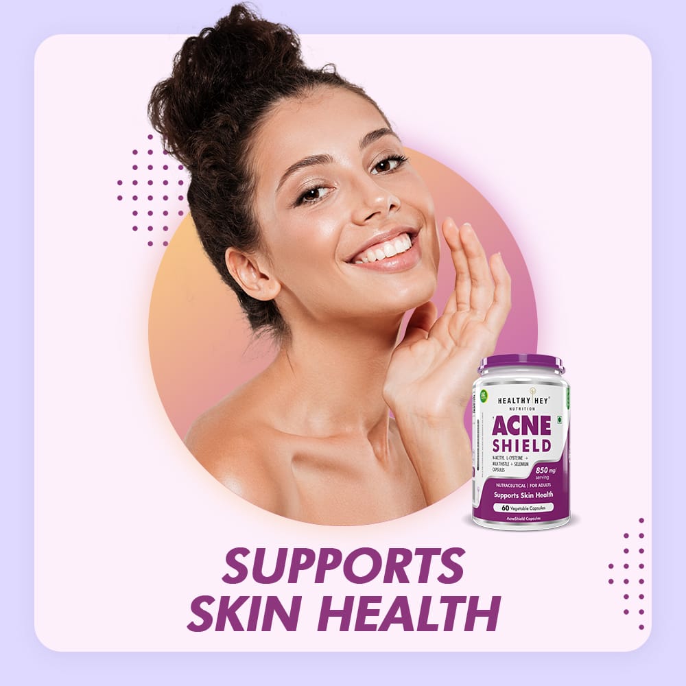 HealthyHey Nutrition Capsule Acne Shield,Support skin Helath  60 veg capsule