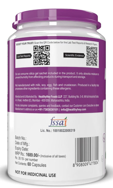 HealthyHey Nutrition Capsule Alpha Lipoic Acid, May Support Heart & Cognitive Health Gluten-free and Non GMO -ALA , 300 mg Per Serving 60 veg capsules