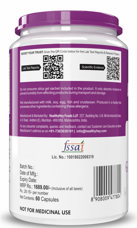 HealthyHey Nutrition Capsule Alpha Lipoic Acid, May Support Heart & Cognitive Health Gluten-free and Non GMO -ALA , 300 mg Per Serving 60 veg capsules