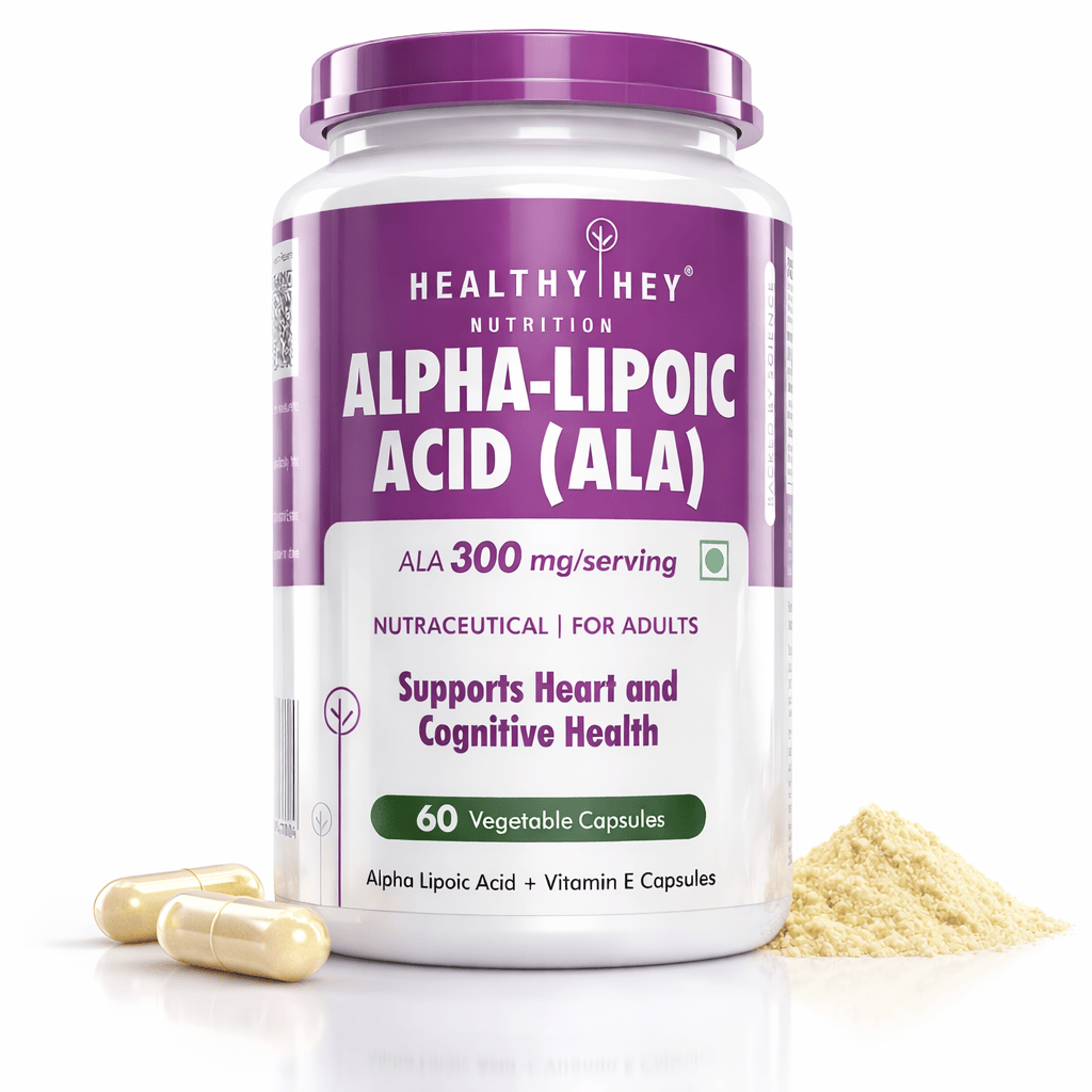 HealthyHey Nutrition Capsule Alpha Lipoic Acid, May Support Heart & Cognitive Health Gluten-free and Non GMO -ALA , 300 mg Per Serving 60 veg capsules