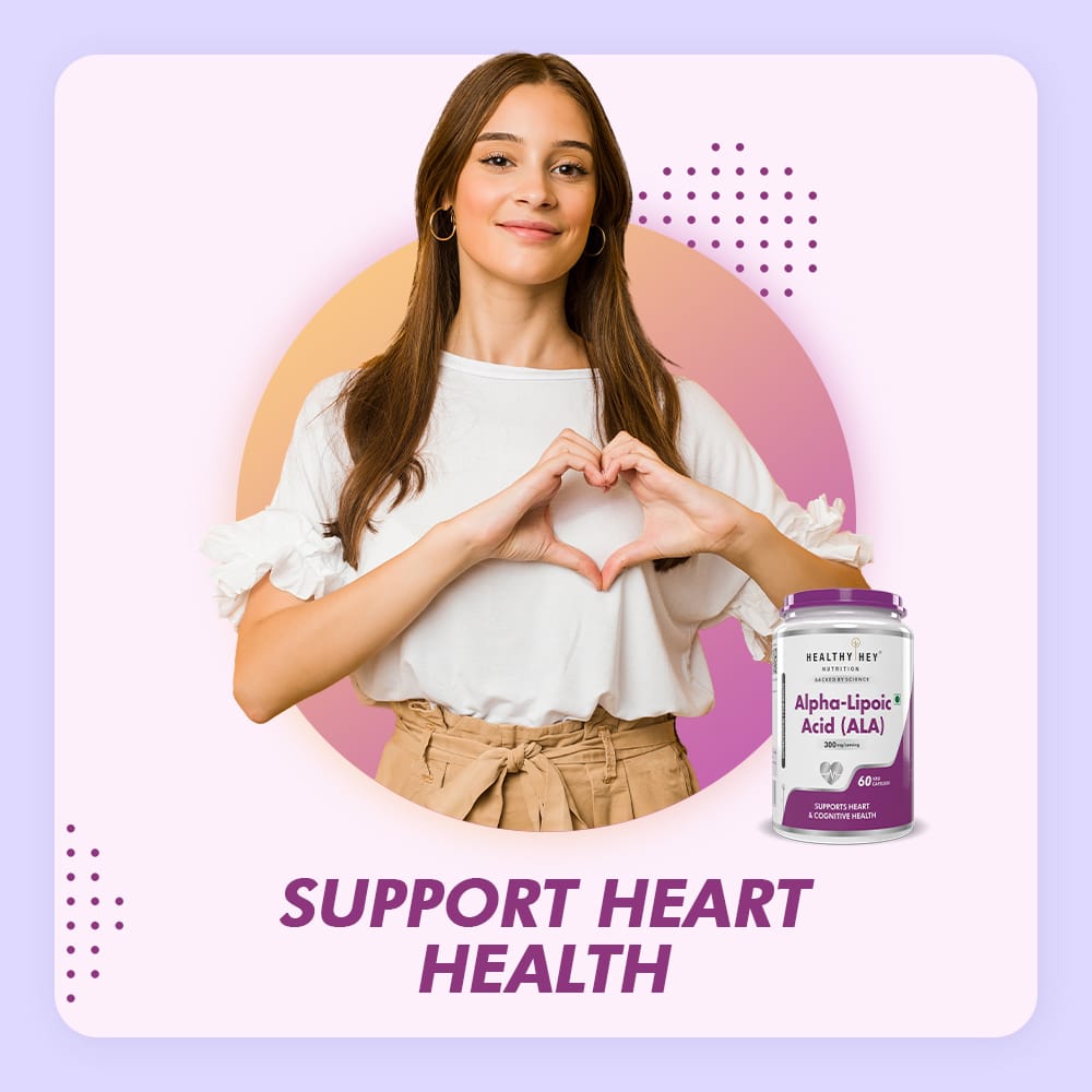 HealthyHey Nutrition Capsule Alpha Lipoic Acid, May Support Heart & Cognitive Health Gluten-free and Non GMO -ALA , 300 mg Per Serving 60 veg capsules