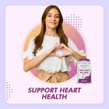 HealthyHey Nutrition Capsule Alpha Lipoic Acid, May Support Heart & Cognitive Health Gluten-free and Non GMO -ALA , 300 mg Per Serving 60 veg capsules
