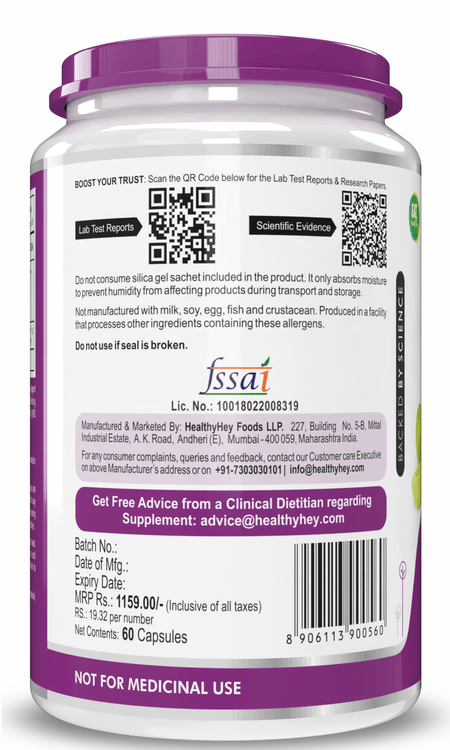 HealthyHey Nutrition Capsule Amla Extract, Natural Antioxidant 900 mg - 60 Veg. Capsules