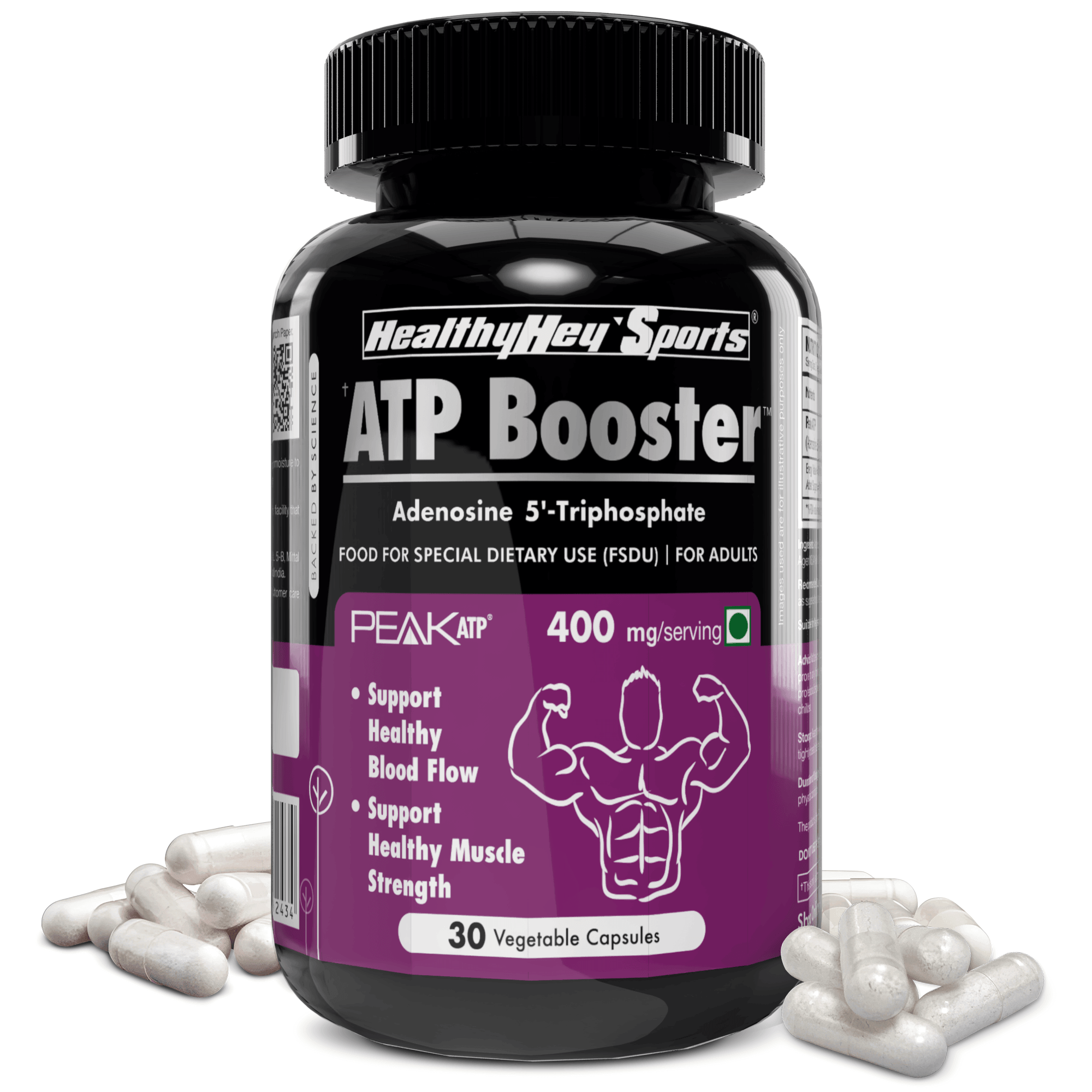 ATP Booster, Support Healthy Blood flow Adenosine 5'-Triphosphate - Pre-Workout - 400mg - 30 Veg capsules