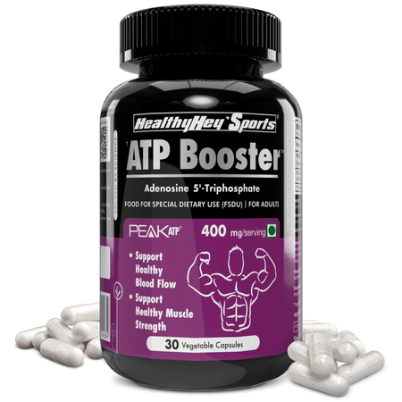 HealthyHey Nutrition Capsule ATP Booster, Support Healthy Blood flow Adenosine 5'-Triphosphate - Pre-Workout - 400mg - 30 Veg capsules