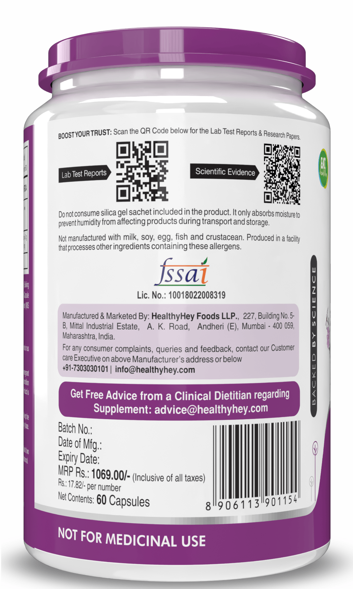 HealthyHey Nutrition Capsule Banaba Leaf Extract 60 Veg Capsules (Non-GMO & Gluten Free) - Supports Healthy Blood Sugar Levels