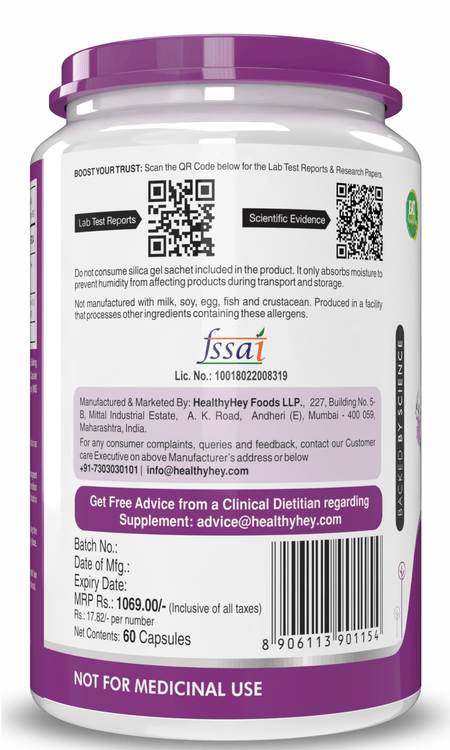 HealthyHey Nutrition Capsule Banaba Leaf Extract 60 Veg Capsules (Non-GMO & Gluten Free) - Supports Healthy Blood Sugar Levels