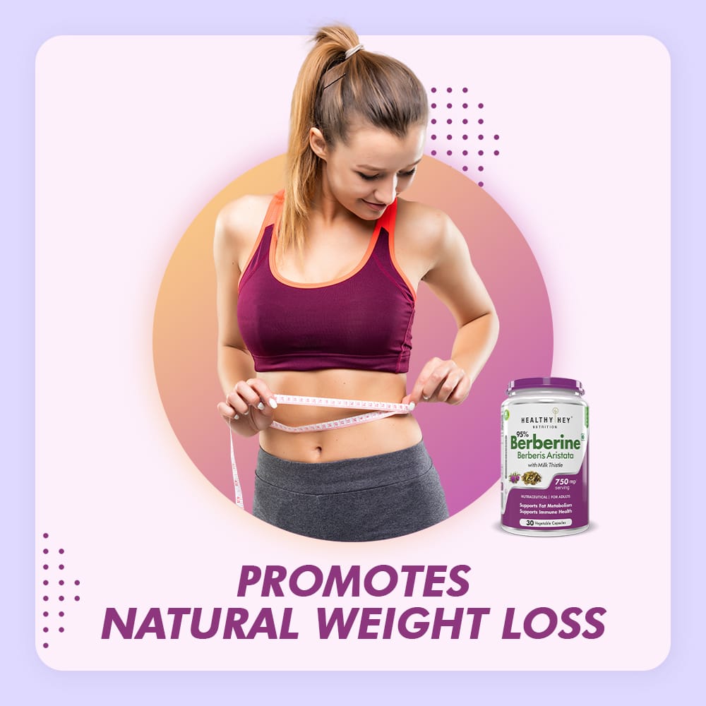HealthyHey Nutrition Capsule Berberis-Berberine 95% with milk Thistle-Support Weight Management & Healthy Glucose Levels Supplements-Veg.60 Capsules