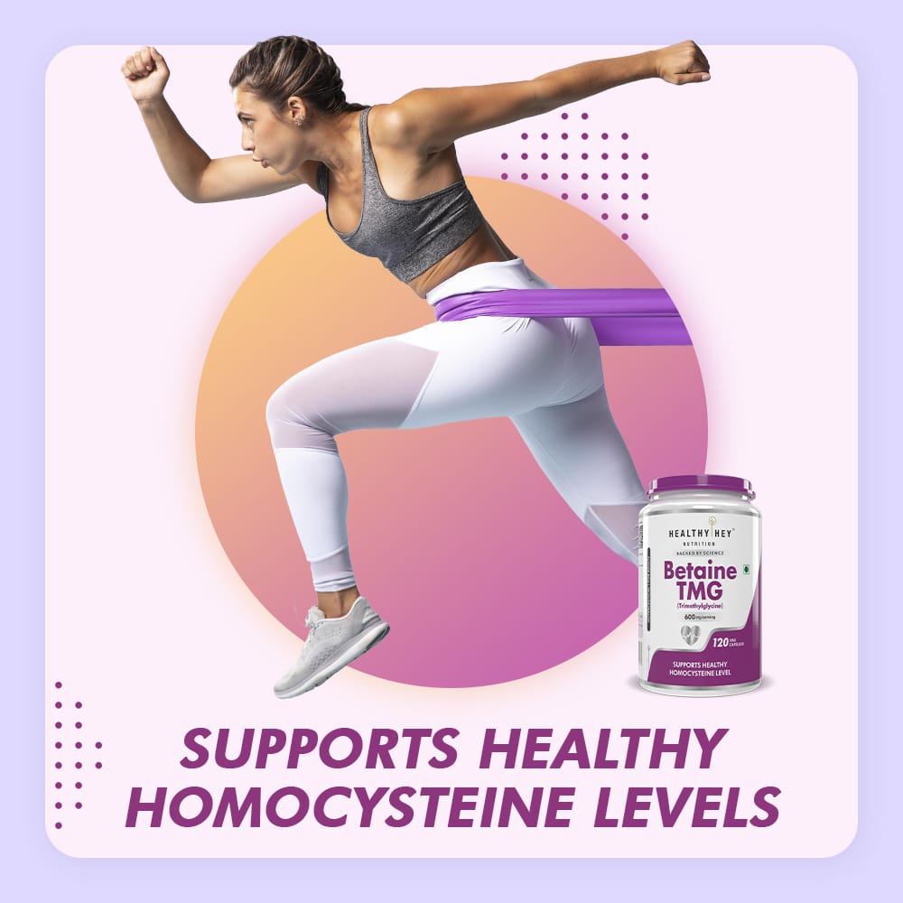 HealthyHey Nutrition Capsule Betaine Trimethylglycine, Support Healthy homocysteine levels (TMG) 600mg - 120 Veg Capsules