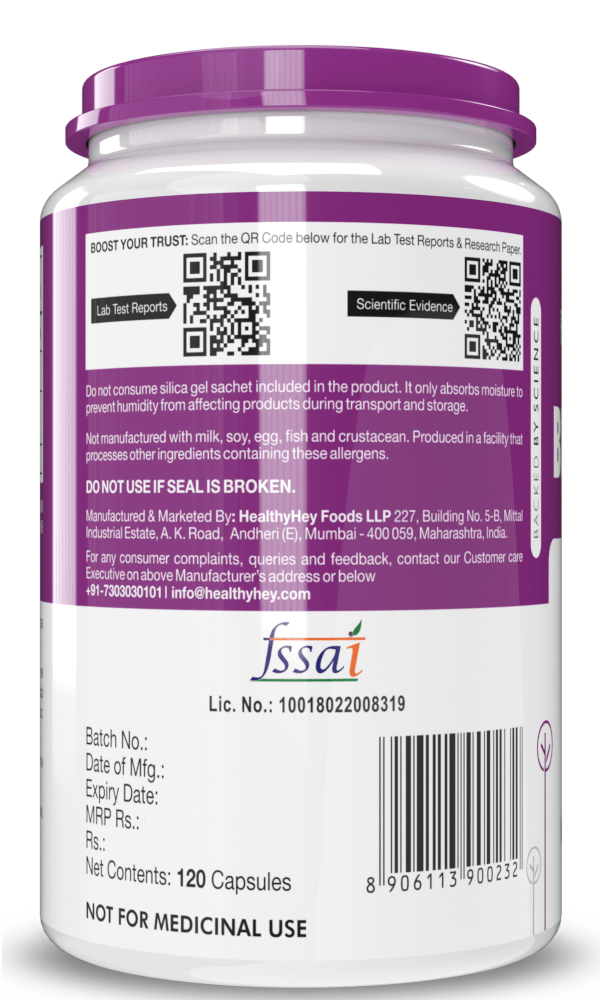 HealthyHey Nutrition Capsule Betaine Trimethylglycine, Support Healthy homocysteine levels (TMG) 600mg - 60 Veg Capsules