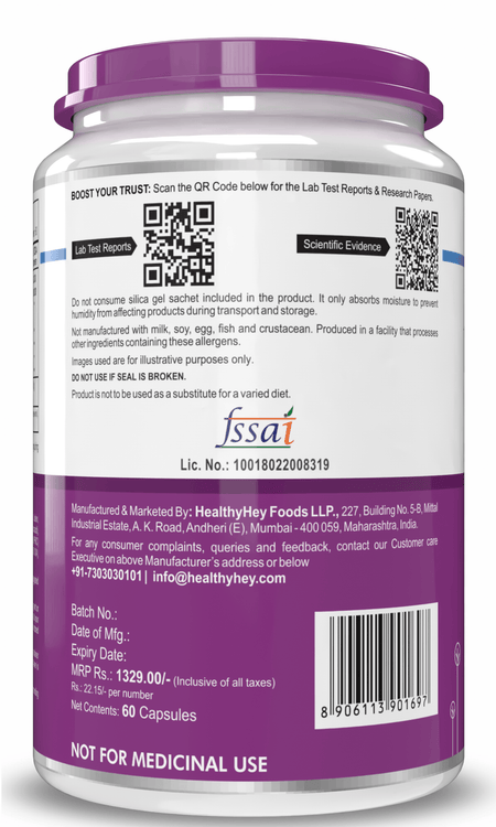 HealthyHey Nutrition Capsule BlueEyeProtect Natural Lutein and Zeaxanthin - Protection from Blue Light and Eye Health - 60 Veg. Capsules