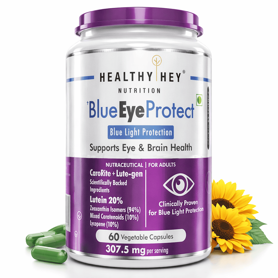 HealthyHey Nutrition Capsule BlueEyeProtect Natural Lutein and Zeaxanthin - Protection from Blue Light and Eye Health - 60 Veg. Capsules