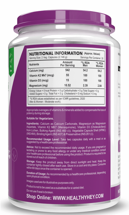 HealthyHey Nutrition Capsule BoneMax Calcium with Magnesium, Bone Health Complex Vitamin D3 & Vitamin K2- Mk7 - BoneMax