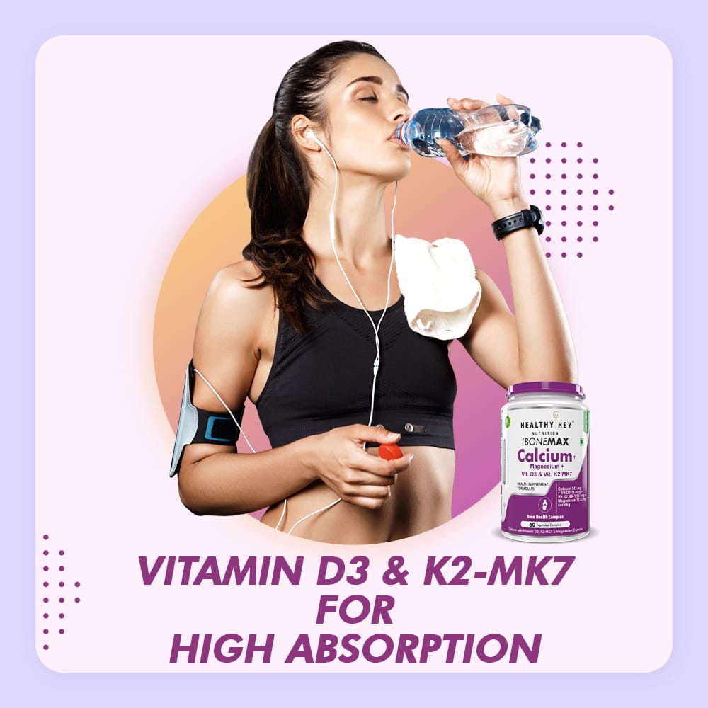 HealthyHey Nutrition Capsule BoneMax Calcium with Magnesium, Bone Health Complex Vitamin D3 & Vitamin K2- Mk7 - BoneMax