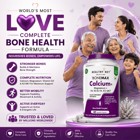 HealthyHey Nutrition Capsule BoneMax Calcium with Magnesium, Bone Health Complex Vitamin D3 & Vitamin K2- Mk7 - BoneMax