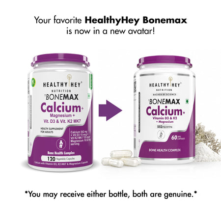 HealthyHey Nutrition Capsule BoneMax Calcium with Magnesium, Bone Health Complex Vitamin D3 & Vitamin K2- Mk7 - BoneMax