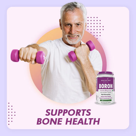 HealthyHey Nutrition Capsule Boron 3 mg,Support bone Health & testosterone levels -Trace Mineral -100% Chelated - Boost Testostrone & Promote Bone Health-120 Veg Capsule