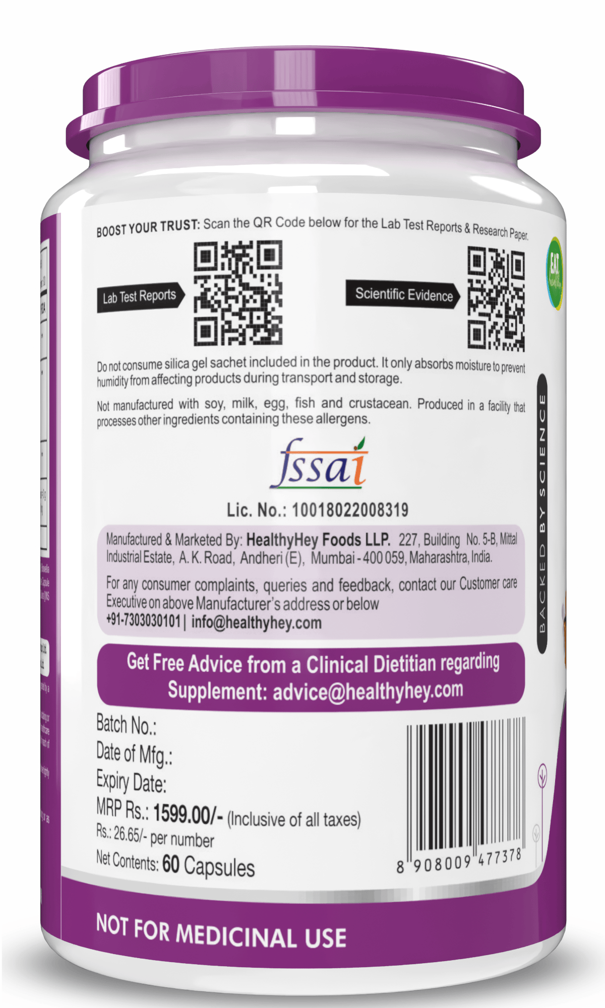 HealthyHey Nutrition Capsule Boswellia Serrata & Curcumin with Bioperine, Support Joint Health - Promote Joint Health - 60 Veg Capsules