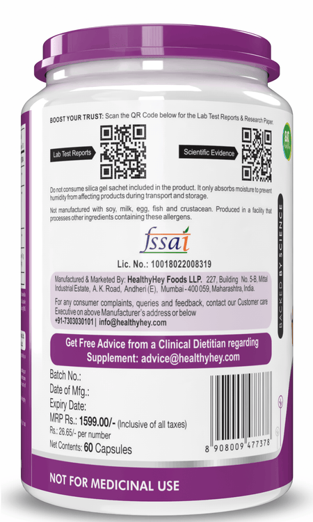 HealthyHey Nutrition Capsule Boswellia Serrata & Curcumin with Bioperine, Support Joint Health - Promote Joint Health - 60 Veg Capsules