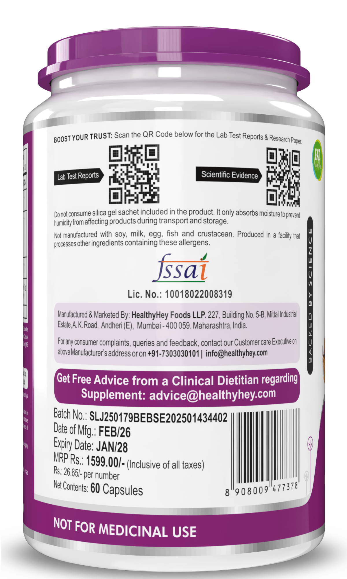 HealthyHey Nutrition Capsule Boswellia Serrata & Curcumin with Bioperine, Support Joint Health - Promote Joint Health - 60 Veg Capsules