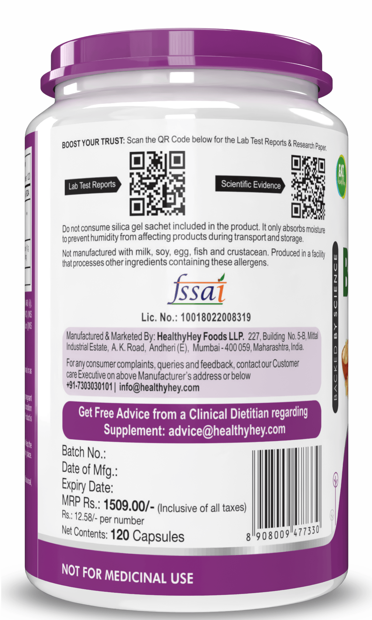 HealthyHey Nutrition Capsule Boswellia Serrata Extract, Support Joint Health -120 Veg Capsules