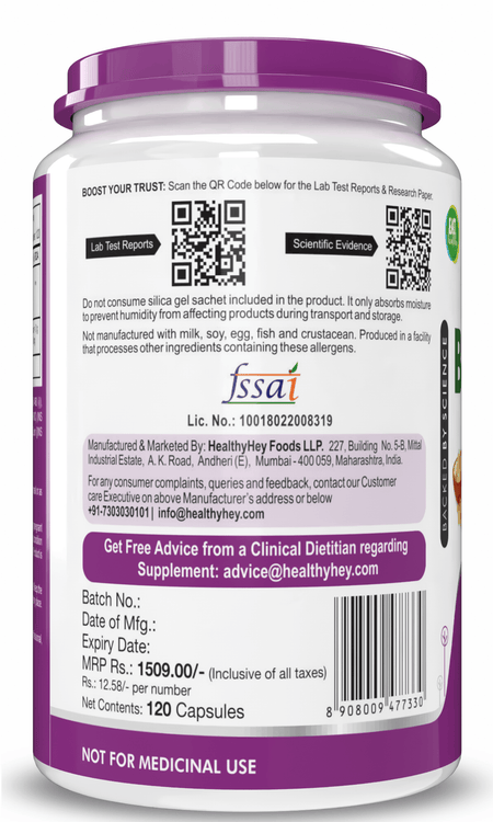 HealthyHey Nutrition Capsule Boswellia Serrata Extract, Support Joint Health -120 Veg Capsules