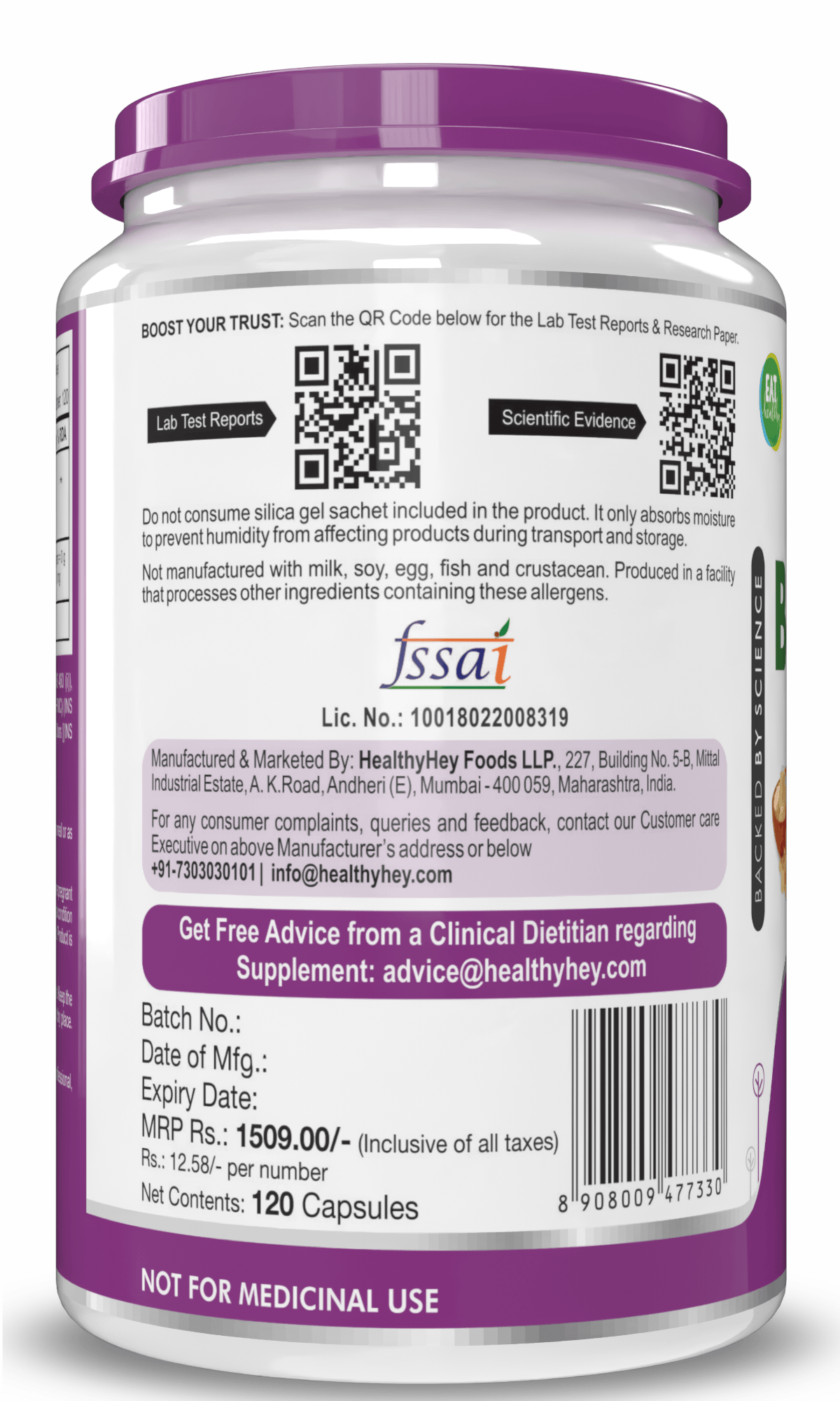 HealthyHey Nutrition Capsule Boswellia Serrata Extract, Support Joint Health -120 Veg Capsules